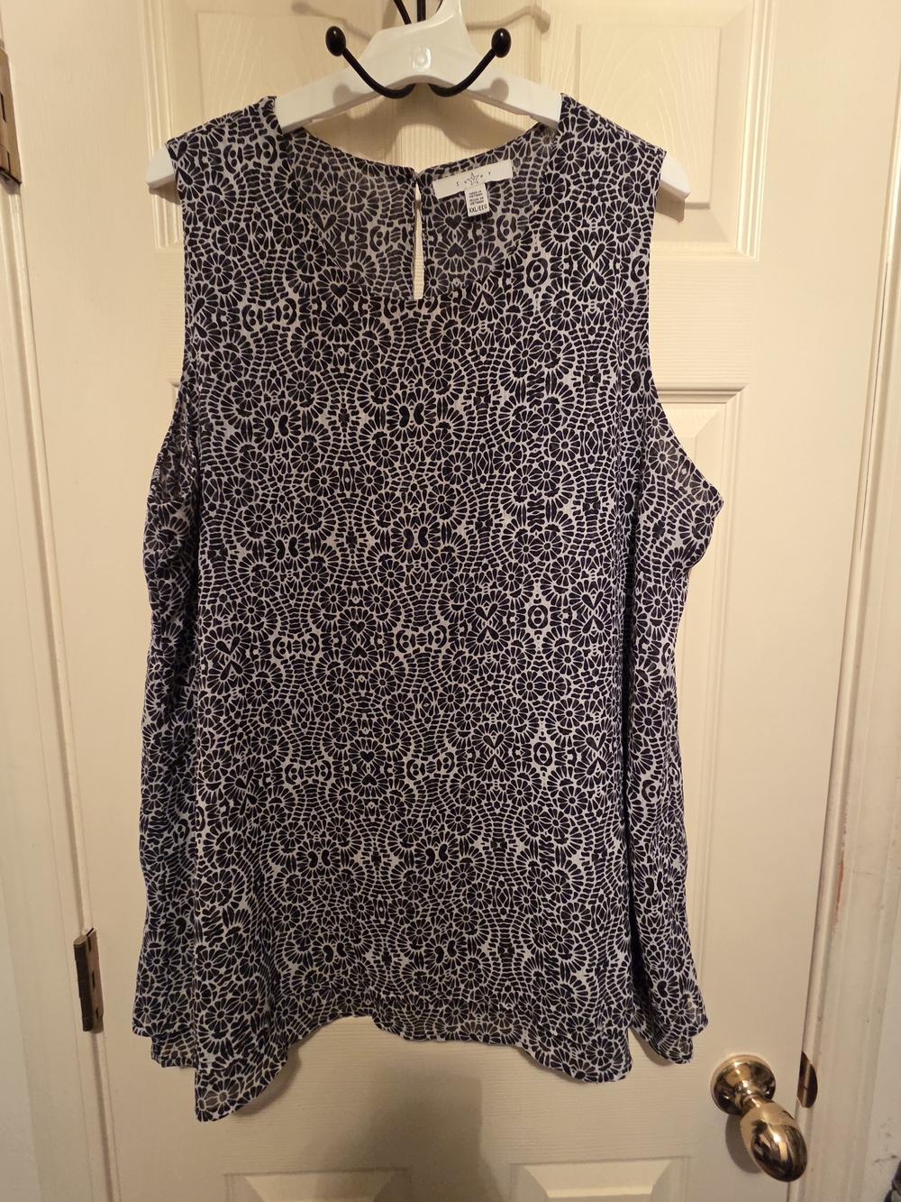 Sleeveless Navy Patterned Women's Top